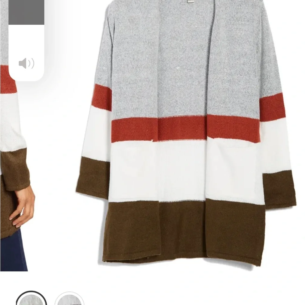 By Design Cardigant Sweater Womens colorblock striped cardigan casual  NWT - Picture 3 of 4